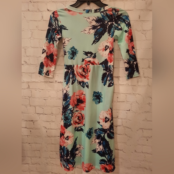 Artic Blue Floral Print Maxi Dress Girls Size 7-8 - Picture 2 of 4